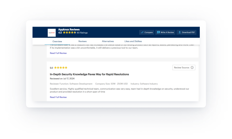 Appknox reviewed as the top security testing tool on Gartner