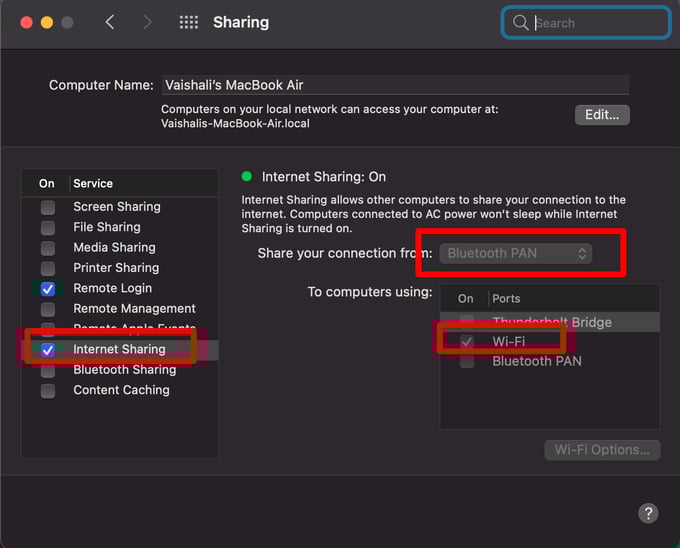 Share internet connection from MacBook to iPhone