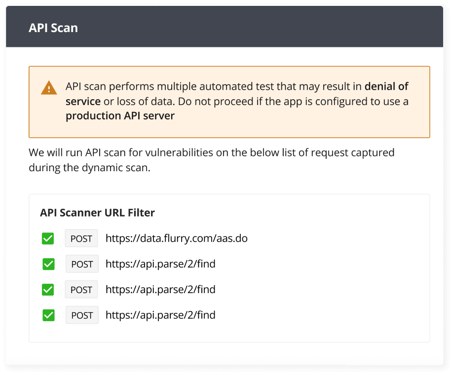 API Scan for vulnerabilities