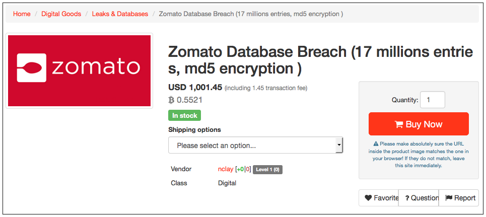 zomato databreach stolen